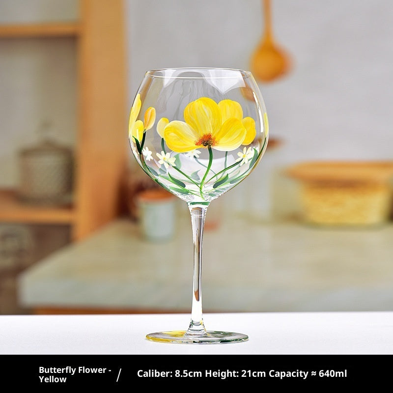 Elevate Your Drinking Experience with Our Hand Painted Floral Crystal Glasses